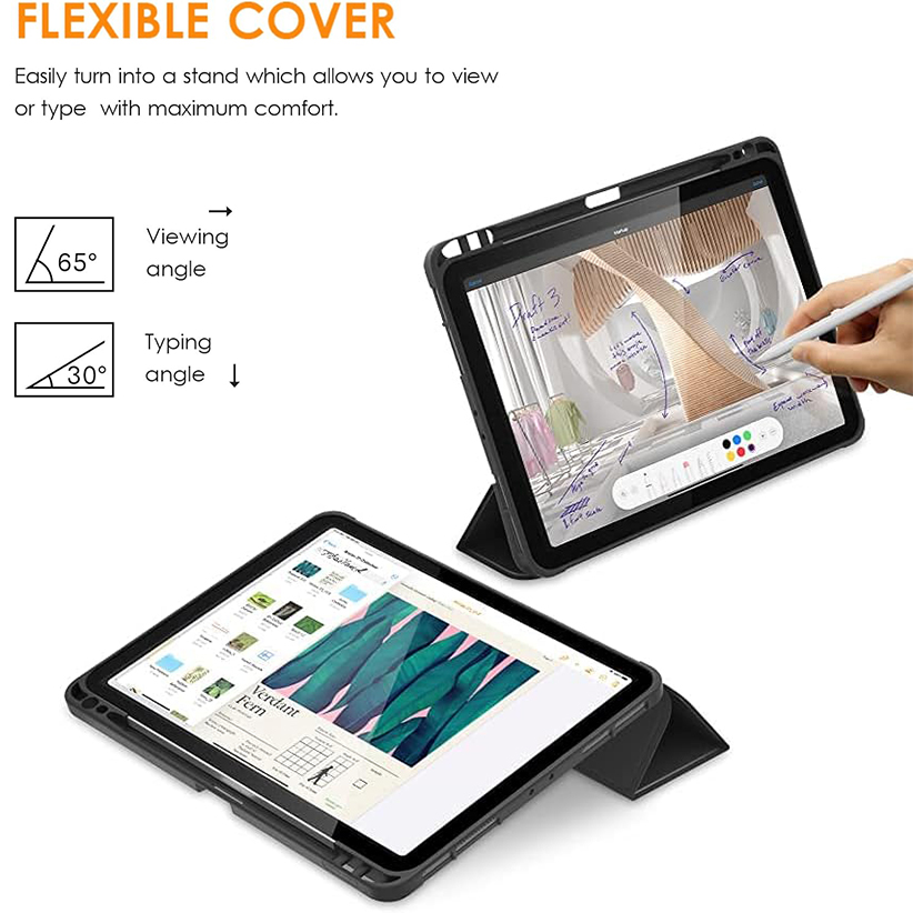  New iPad Pro13 M4 2024 Case- Slim Trifold Stand Soft TPU Back Cover with Built-in Pencil Holder